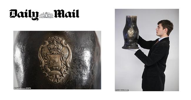 Leather jug made from the hide of Oliver Cromwell's war horse is expected to fetch £6,000 as it emerges for sale 368 years later 